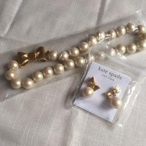 Kate spade pearl necklace and matching earrings